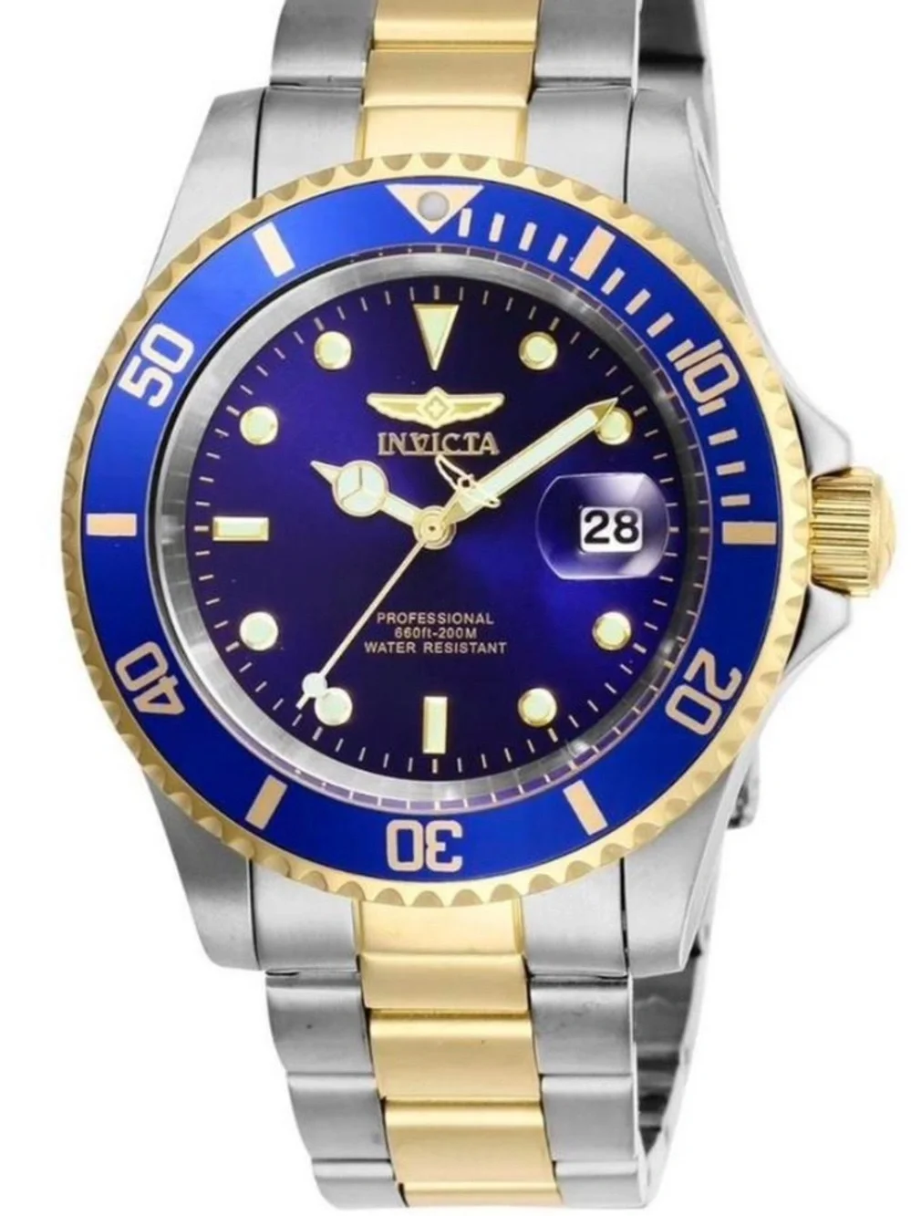 Invicta Diver 42 MM Two-Tone Gold & Blue Sports Watch NIB